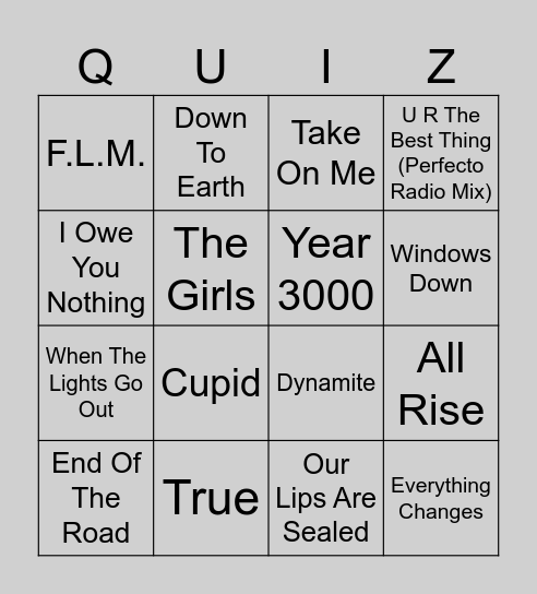 BOY BANDS VS GIRL BANDS Bingo Card