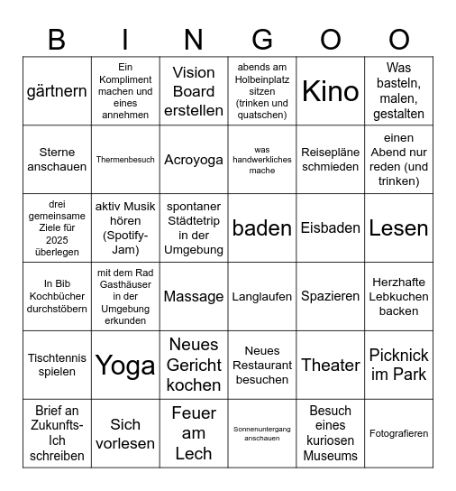 Bingo: 1. Quartal 2025 Bingo Card