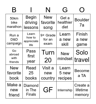 2025 Bingo Card