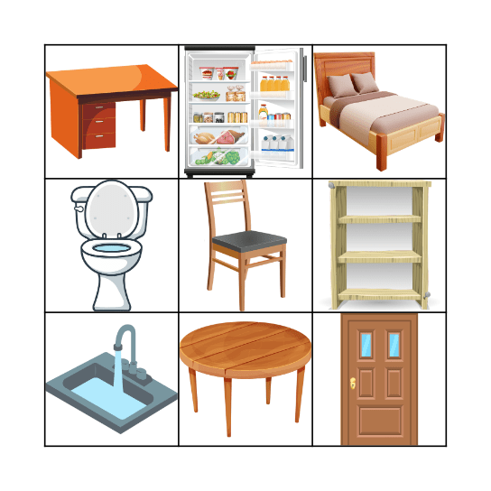 FURNITURE easy Bingo Card