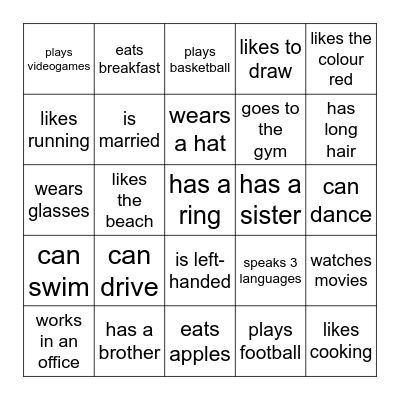 Find someone who... Bingo Card