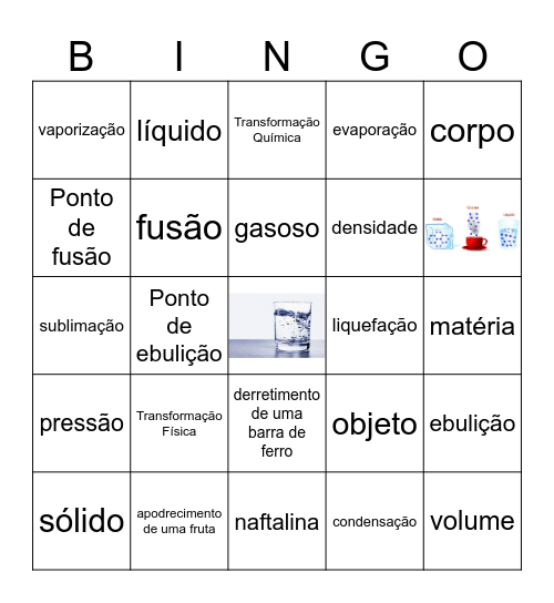Estados Físicos da matéria Bingo Card