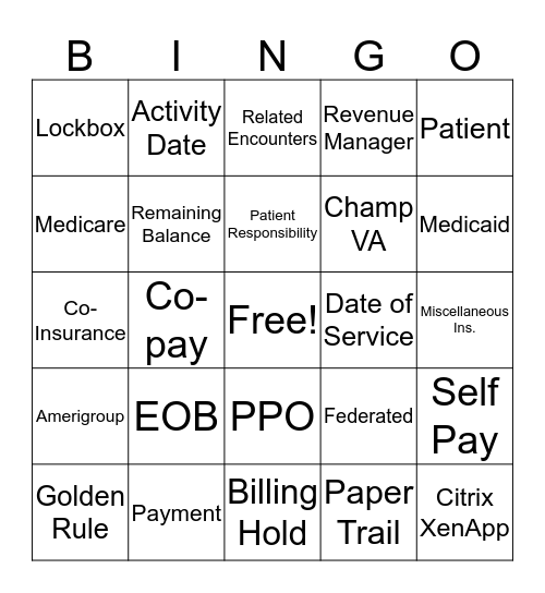 EOB Bingo Card