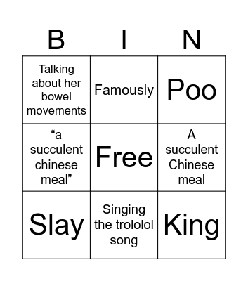 Gill says things Bingo Card