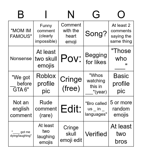 Untitled Bingo Card