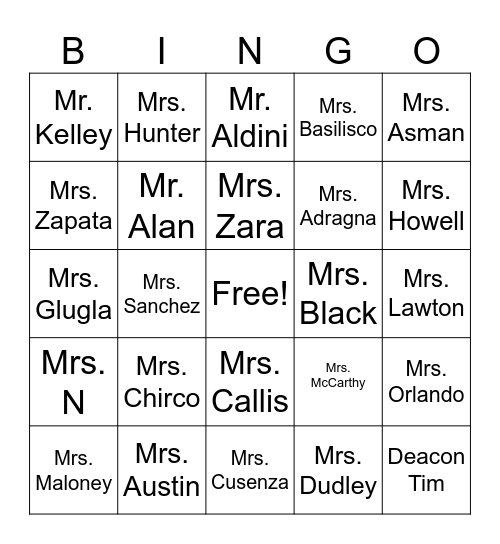 Catholic Schools Week Bingo Card