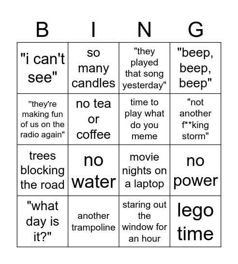 Storm Eowyn Bingo Card