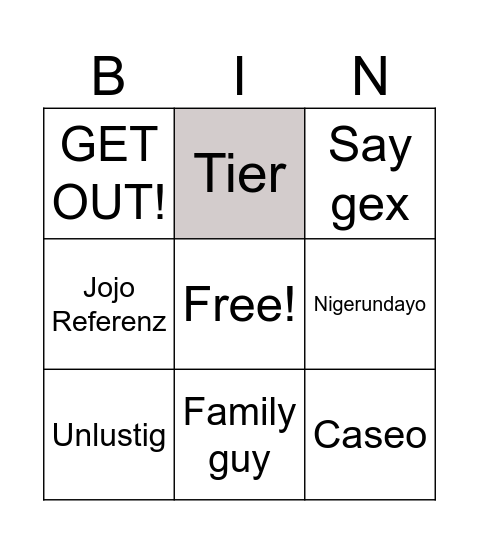 JOJO STONE OCEAN Bingo Card