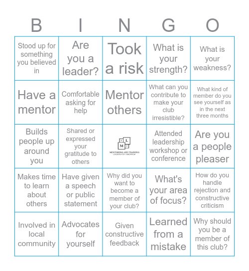 Mentoring and Training Leaders for Tomorrow Bingo Card