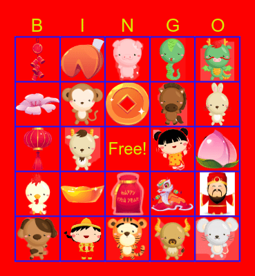 Chinese New Year Bingo Card