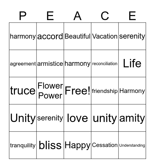 PEACE DAY Bingo Card