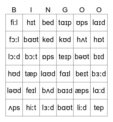 AM Learning English Bingo Card