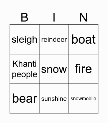 Siberia bingo Card