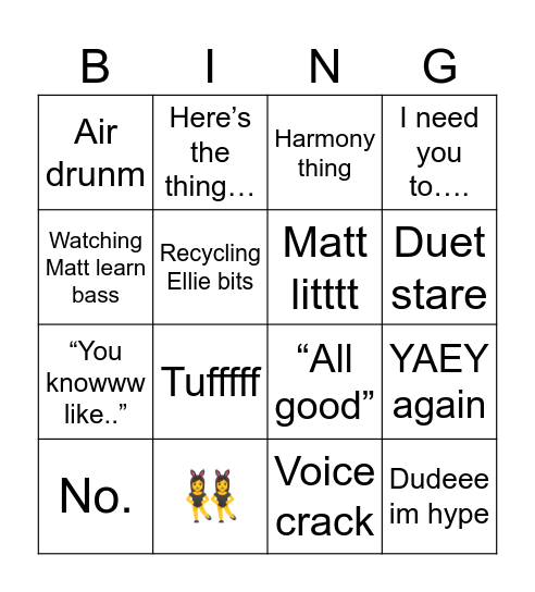 Ellie Dunn Bingo Card