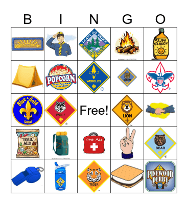 CUB SCOUT Bingo Card
