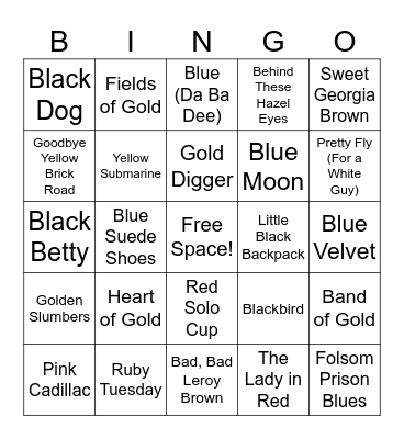 Color Songs Bingo Card