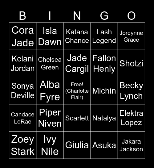 ROYAL RUMBLE PREDICTIONS (Women's) Bingo Card