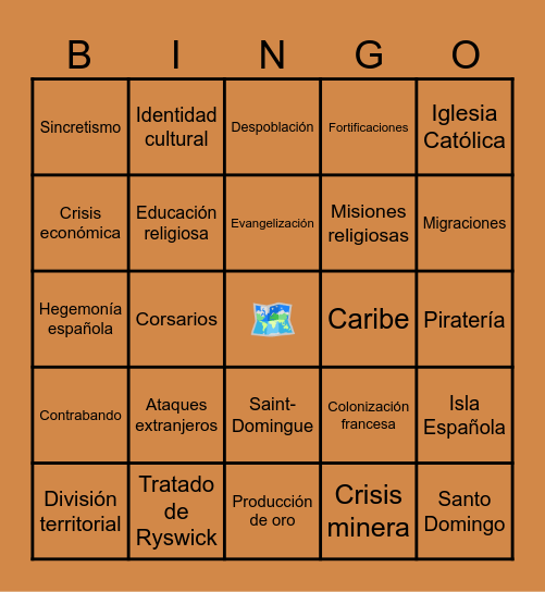 Bingo Siglo XVII Bingo Card