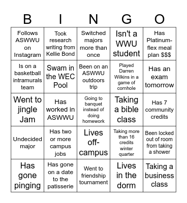 Walla Walla Bingo Card