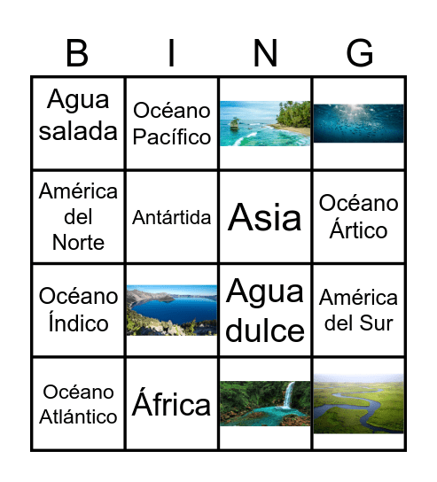Cuerpos de agua Bingo Card