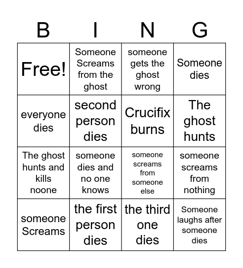 Phasmo Card Bingo Card