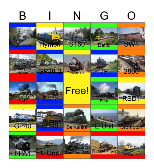 Festive Trains that the Children and I would like to ride on one day Bingo Card