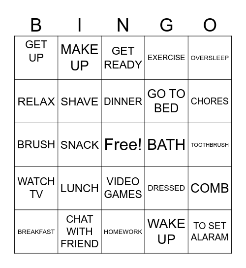 DAILY ROUTINES Bingo Card