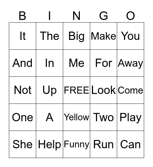 Word Bingo Card