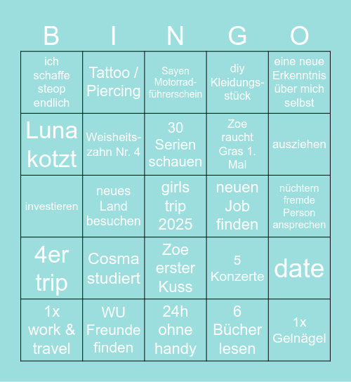 2025 Bingo Card