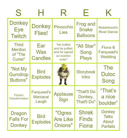 Shrek Watch-A-Long Bingo Card