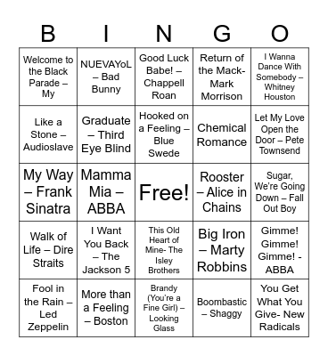 Pfriem Music Bingo Card