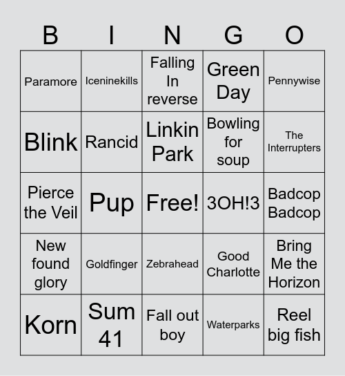 Morgan’s Warped Tour 2025 Bingo Card