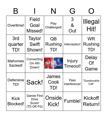 Chiefs Vs Bills Bingo Card
