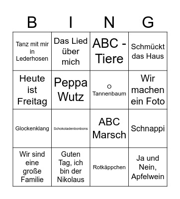 DEUTSCH 1 MUSIK! Bingo Card