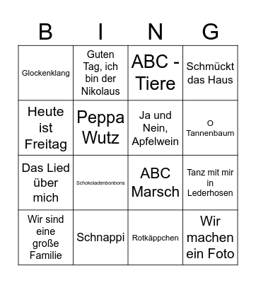 DEUTSCH 1 MUSIK! Bingo Card