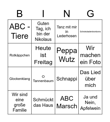 DEUTSCH 1 MUSIK! Bingo Card