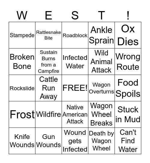 Accidents and Disasters Bingo Card