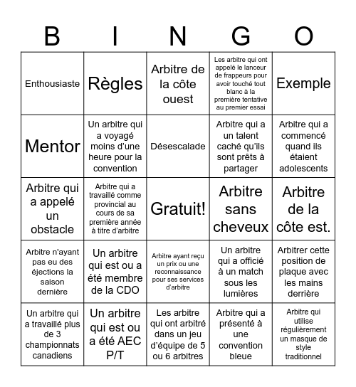Bingo Bleu #8 - FR Bingo Card