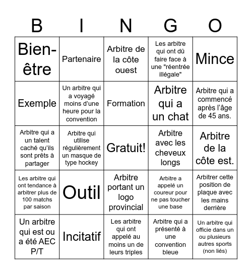 Bingo Bleu #10 - FR Bingo Card