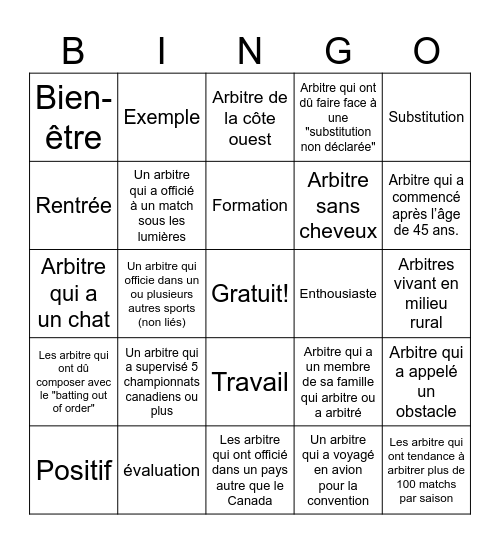 Bingo Bleu #16 - FR Bingo Card