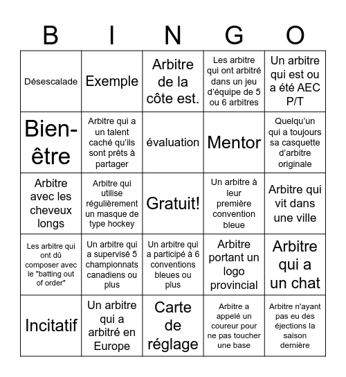 Bingo Bleu #18 - FR Bingo Card