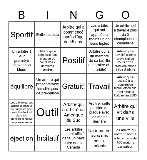 Bingo Bleu #20 - FR Bingo Card