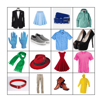 Clothes Bingo Card