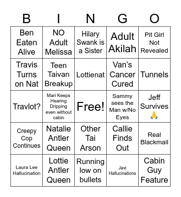 Yellowjackets Bingo Card
