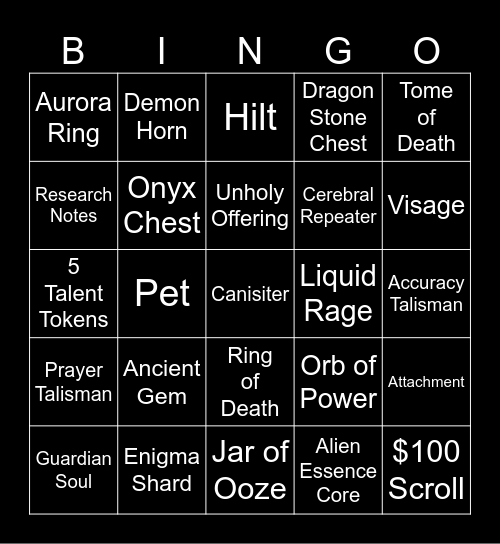1st RuneVerse Bingo Card