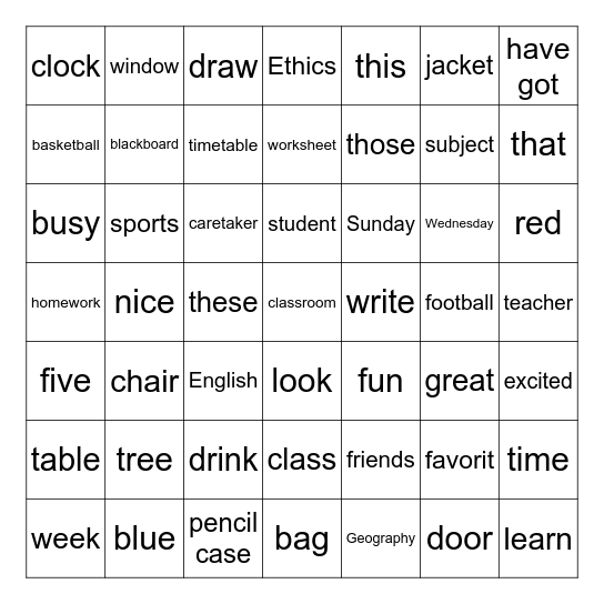 PRESENTATION BINGO Card
