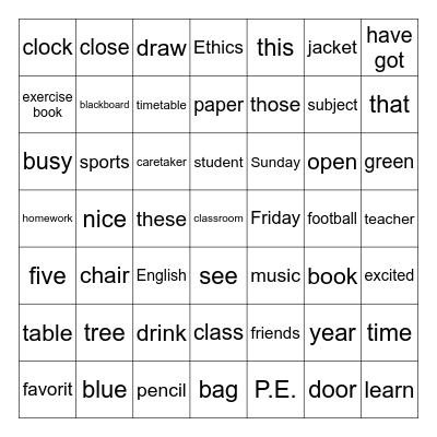 PRESENTATION BINGO Card