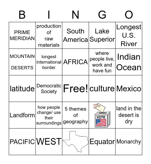 1st Six Weeks Review Bingo Card