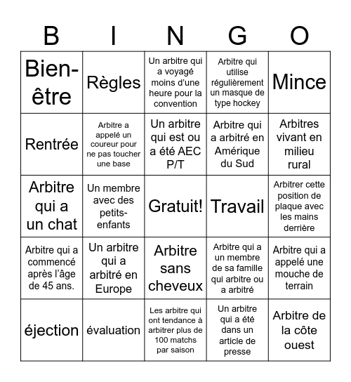 Bingo Bleu #35 - FR Bingo Card