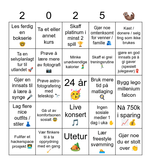 2025 Bingo Card